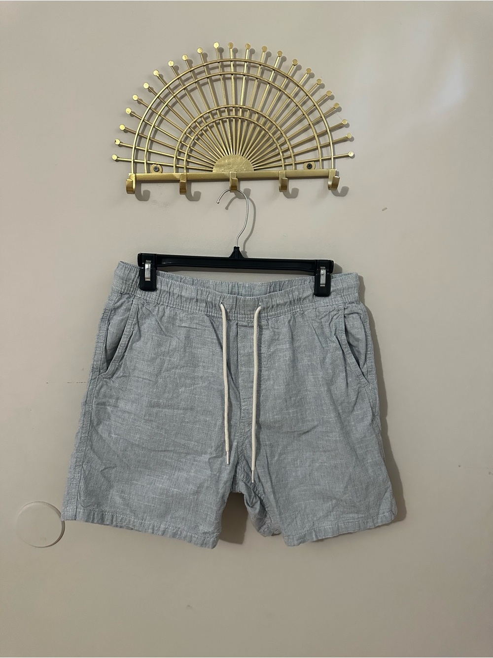 H&M Light Gray Drawstring Cotton-Blend Athletic Shorts